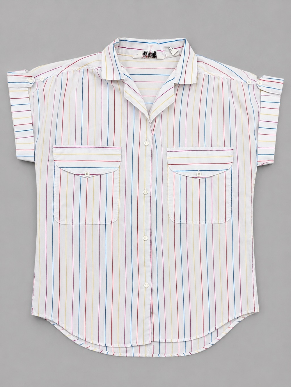 Vintage 80s Licorice Rainbow Stripe Button Up Shirt Women’s Small Retro Normcore